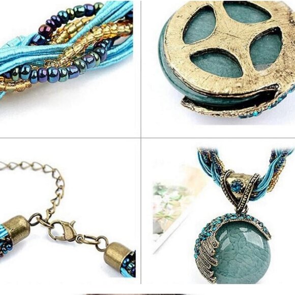 Women Lady Handmade Retro Vintage Bohemian Style Necklace - Picture 6 of 7